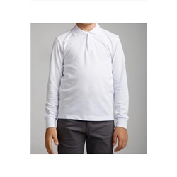Dragora Uzun Kollu Beyaz Genç Boy Lise Okul Lakos Polo Yaka T-shirt uzuntshirt