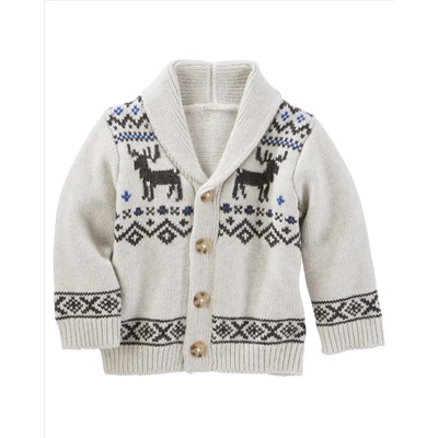 Fair Isle Shawl Collar Cardigan