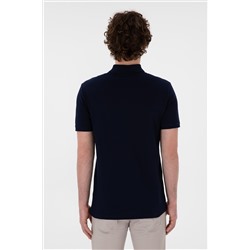 Erkek Slim Fit Polo Yaka Lacivert Basic Tişört