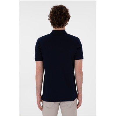 Erkek Slim Fit Polo Yaka Lacivert Basic Tişört
