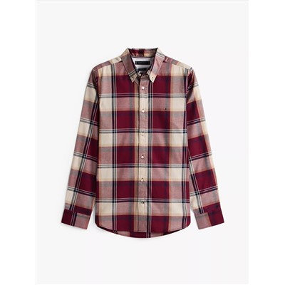 Slim Fit Check Stretch Herringbone Shirt