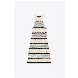 HALTER CROCHET KNIT MINI DRESS