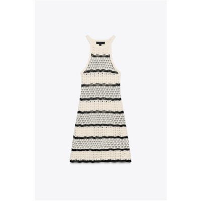 HALTER CROCHET KNIT MINI DRESS