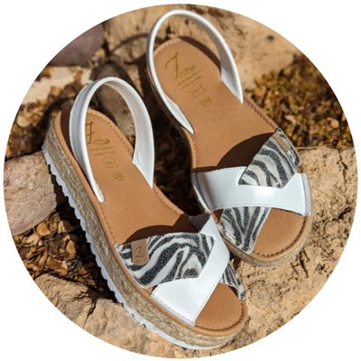 AB. ZAPATOS CRUZ/YUTE · blanco zebra