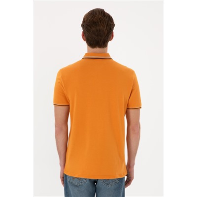 Erkek Regular Fit Polo Yaka Kiremit Basic Tişört