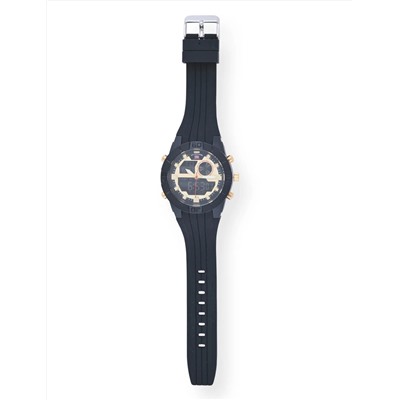 MEN'S BLACK STRAP WITH GOLD ACCENTS ANA DIGI WATCH