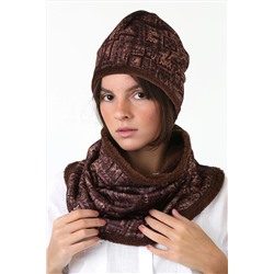 HAMUR Kahve Kadın Bere Ve Boyunluk 2li Set Takım Kışlık Wein Bb-097 E76DG01516HM