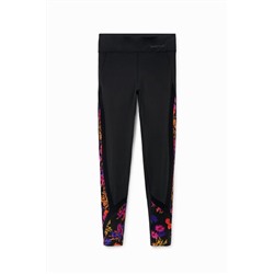 Leggings flores y transparencias