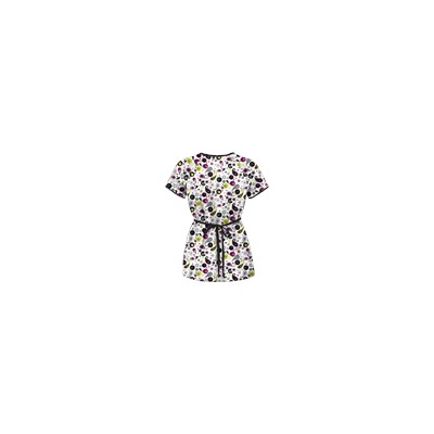 UA Party Paisley White Mock Wrap Print Scrub Top