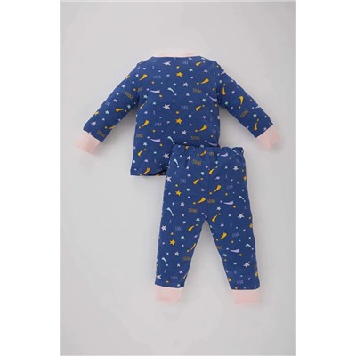 Defacto Kız Bebek Yıldız Desenli Uzun Kollu Penye Pijama Takımı B8347A5BE341mc