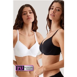 Pierre Cardin2'li Ekonomik Paket Siyah-beyaz 6224 Barcelona Desteksiz Toparlayıcı Micro Sütyen Set D Cup Seçeneği