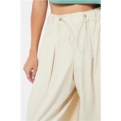 Pantalón wide leg cargo 7/8 cintura alta - Beige