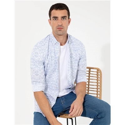 Mavi Slim Fit Uzun Kollu Gömlek