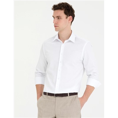 Beyaz Slim Fit Uzun Kollu Gömlek