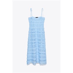 POINTELLE RUFFLED KNIT DRESS