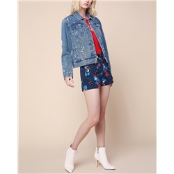 JXJC Floral Embroidered Denim Jacket