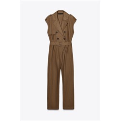 LINEN BLEND JUMPSUIT WITH BELT
