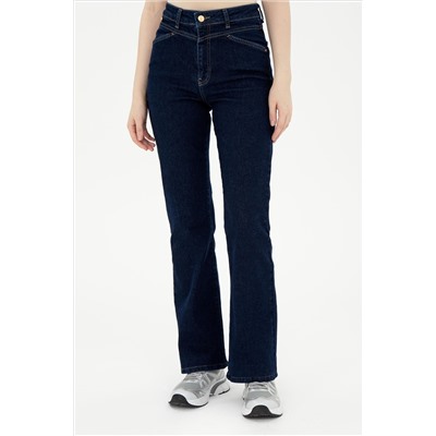 Kadın Mavi Slim Flare Fit Jean Pantolon