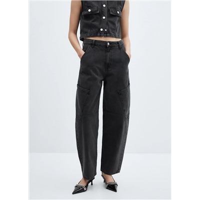 Jeans slouchy cargo tiro medio