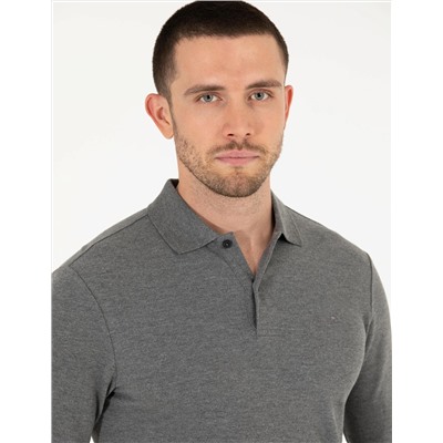 Antrasit Melanj Slim Fit Basic Sweatshirt