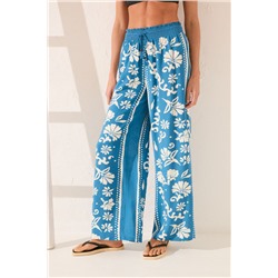 Pantalón largo viscosa estampado sello