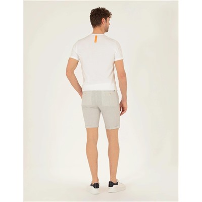 Gri Slim Fit Beli Lastikli Şort