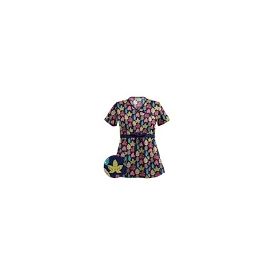 UA Leaf Of Faith Navy Print Mock Wrap Scrub Top