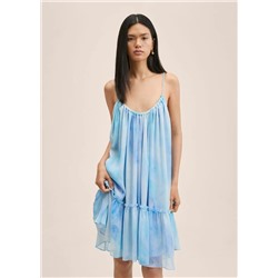 Vestido gasa volante -  Mujer | MANGO OUTLET España