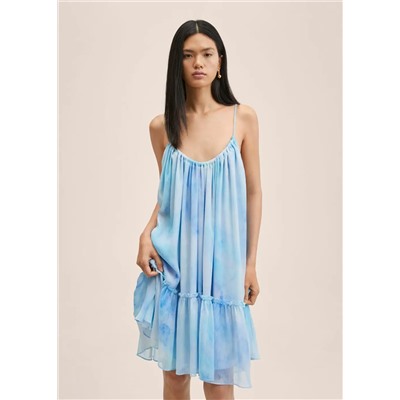 Vestido gasa volante -  Mujer | MANGO OUTLET España