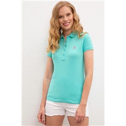 Kadın Mint Basic Polo Yaka Tişört