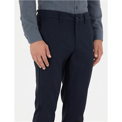 Lacivert Slim Fit Kanvas Pantolon