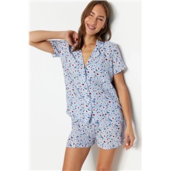 TRENDYOLMİLLA Çok Renkli Çiçek Baskılı Viskon Dokuma Pijama Takımı THMSS20PT0249