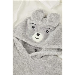 Gri Kapüşonlu ve Nakışlı Wellsoft Kışlık Örme Pijama Takımı TBBAW26AI00008