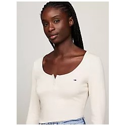 Tommy Jeans Ribbed Scoop-Neck Henley