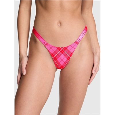 Logo Cotton High-Leg Micro Thong Panty