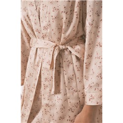 Bata holgada midi satén flor rosa