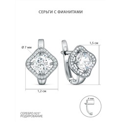 Серьги из серебра с фианитами родированные с-4263-р