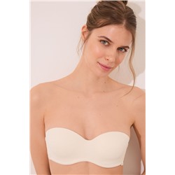 Sujetador STRAPLESS microfibra y encaje crema