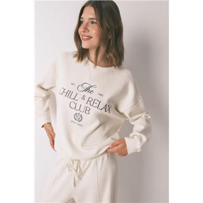 Sudadera felpa algodón blanco