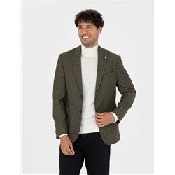 %100 Yün Haki Slim Fit Ceket