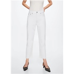 Jeans rectos tiro alto crop -  Mujer | MANGO OUTLET España