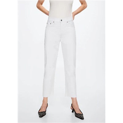Jeans rectos tiro alto crop -  Mujer | MANGO OUTLET España