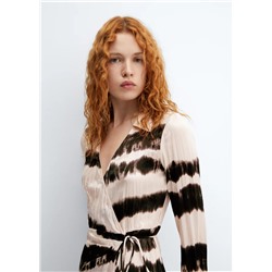 Vestido camisero plisado tie-dye