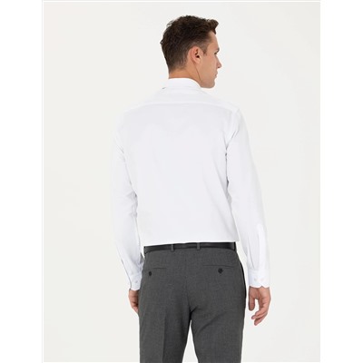 Beyaz Slim Fit Uzun Kollu Basic Gömlek
