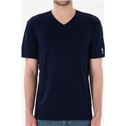 Erkek Regular Fit  V Yaka Lacivert Basic Tişört