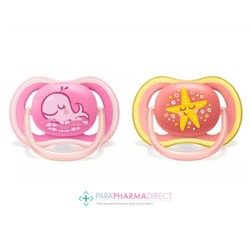 Avent Sucettes Ultra Air 6-18 mois Baleine & Etoile x2