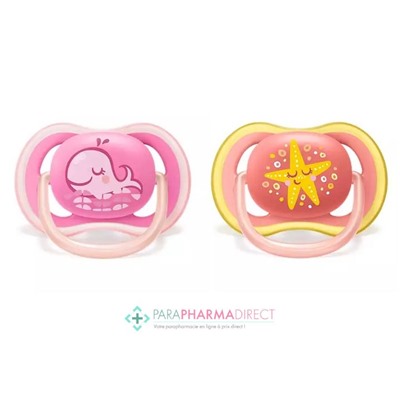 Avent Sucettes Ultra Air 6-18 mois Baleine & Etoile x2