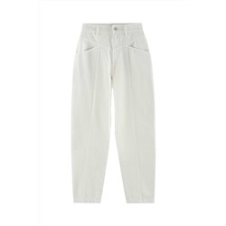Vaquero mom fit de tiro alto Blanco
