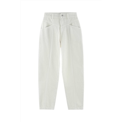 Vaquero mom fit de tiro alto Blanco