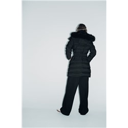 HOODED PUFFER DOWN JACKET WITH FAUX FUR
